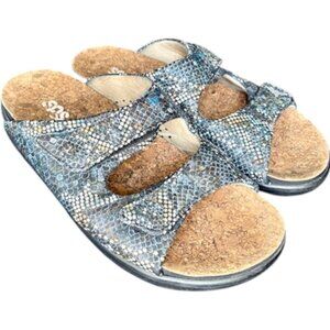 SAS Cozy Comfort Slide Sandal Made in the USA -- Multisnake Navy -- 8 WIDE
